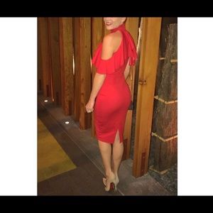 Red midi tight dress